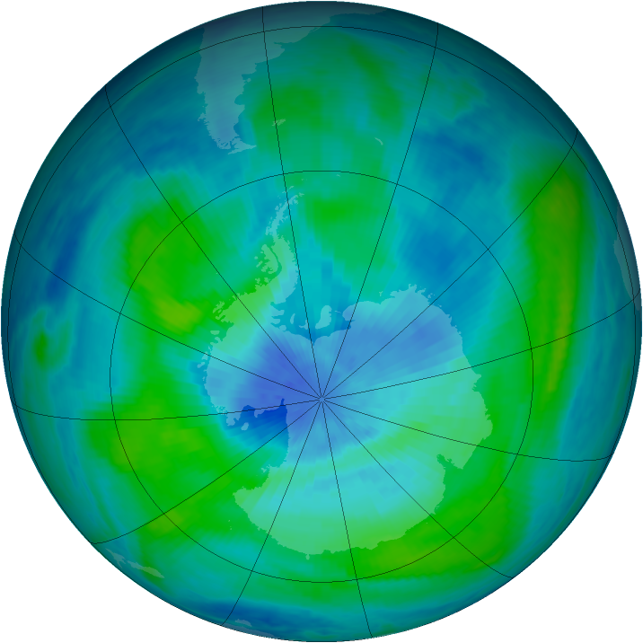 Antarctic ozone map for 13 March 1985